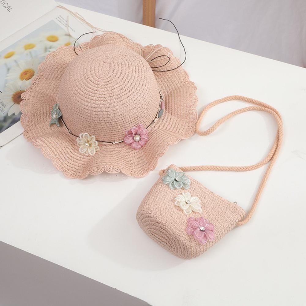 

2-8 Years Girls Sun Hat Cute Children Sun Hat Fashion Kids Sun Hat Summer Pink Bag