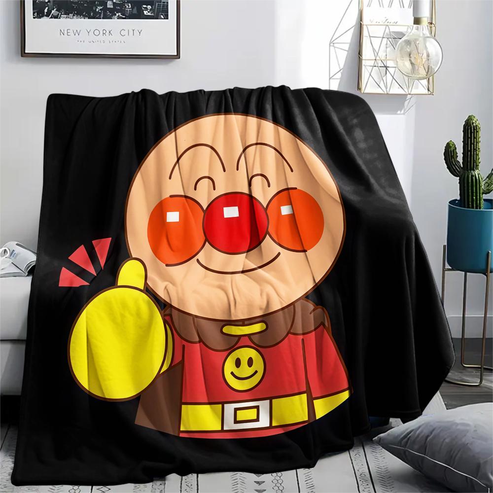 1PC Anpanman Print Flannel Blanket, High quality All Seasons, Home Decor, Warmth and Comfort, Perfect for Christmas Gifts