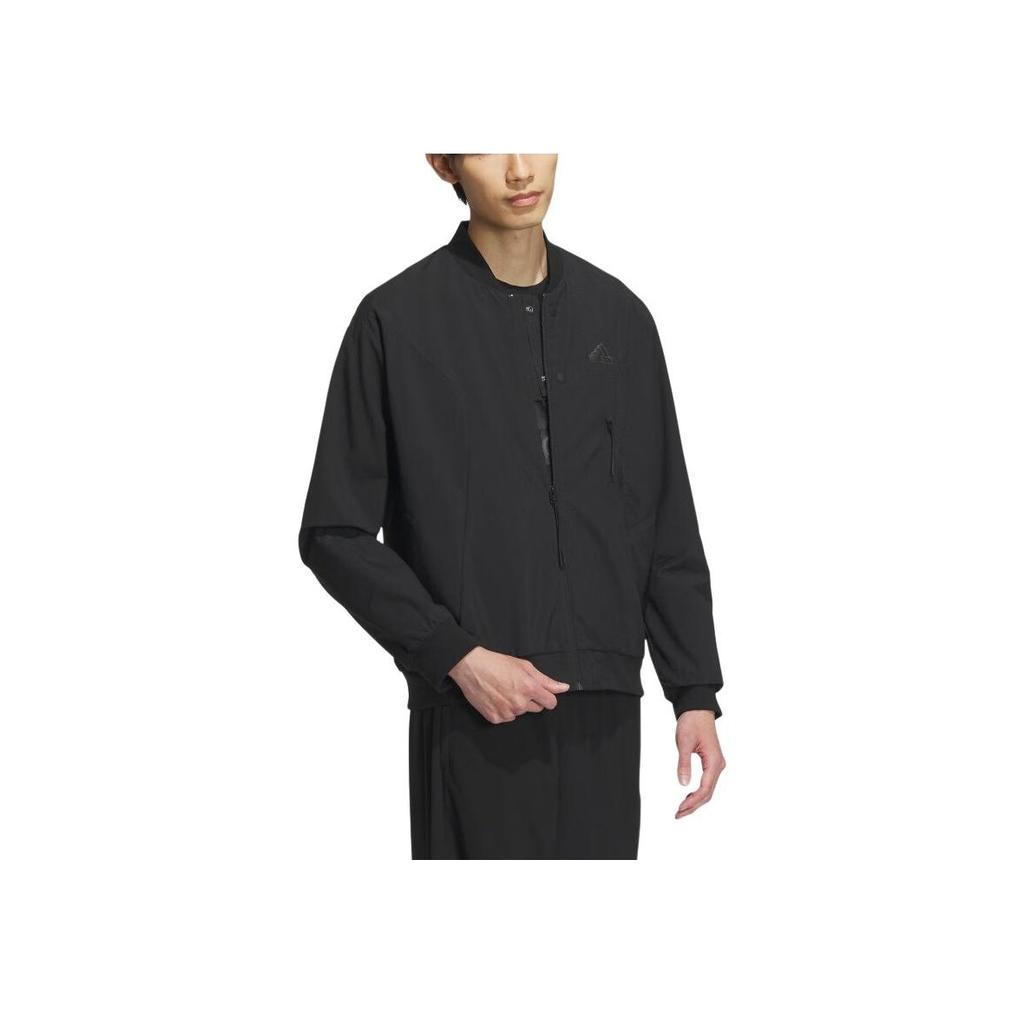 adidas Solid Color Logo Long Sleeve Jacket Men Outerwear Black IP4958