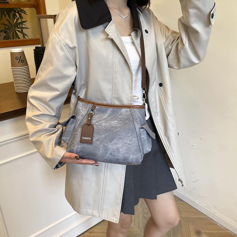 Casual Double-pocket PU Shoulder Bags for Women Versatile Portable Ladies Crossbody Bag Large Capacity Female Handbags Tote