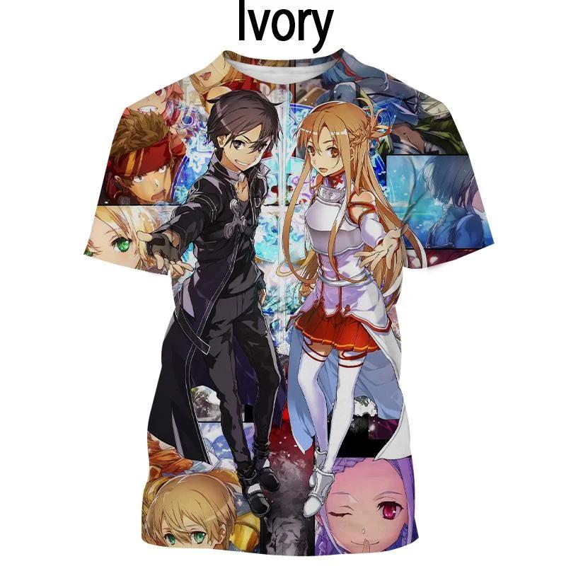 Print Sporty Quick-dry Breathable Men T-shirt Sword Art Online Animation Casual Harajuku Y2K Street Short Sleeve Clothing Top