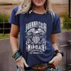 Women's Casual and Fashionable T-shirt with An Eagle Letter Pattern Round Neck and Short Sleeve