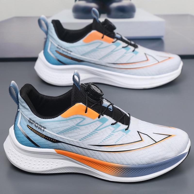 Men's shoes mesh summer new knob buckle breathable running non-slip student fashion casual sports shoes