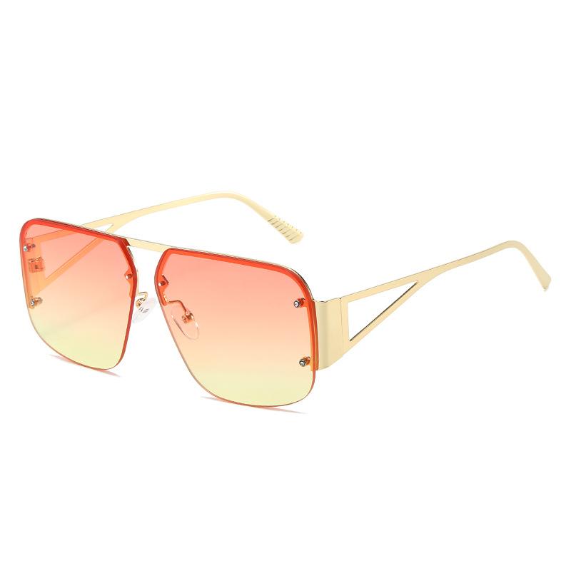 2023 Hot Fashion Pilot Sunglasses, European And American Retro Curtain Half-Frame Versatile Square Sunglasses