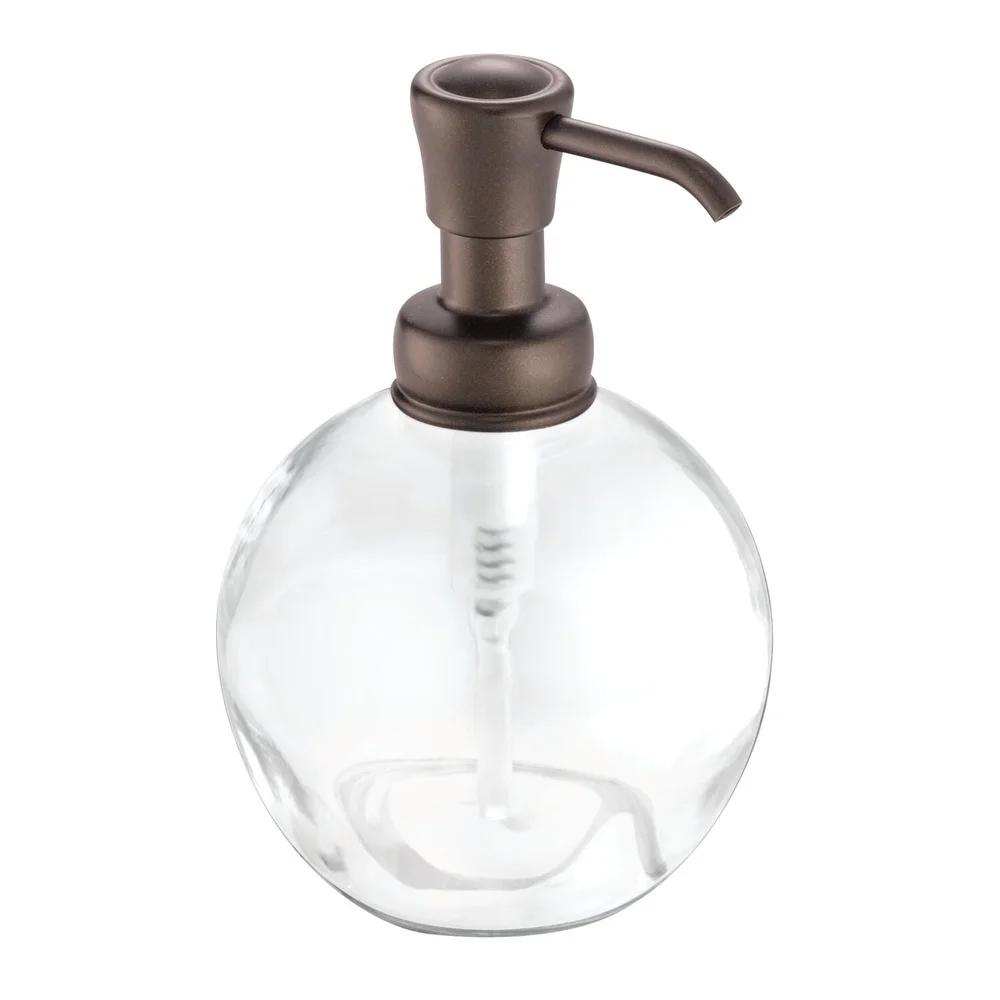 Bronze Glass Soap Dispenser Eco-Friendly Refillable Liquid Pump Kitchen Bath Countertop Durable Non-Skid Rust-Resistant