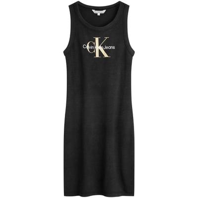 Retro Modern Letter Logo Fitted Black Tank Dress Women Dresses Space-Black J223069
