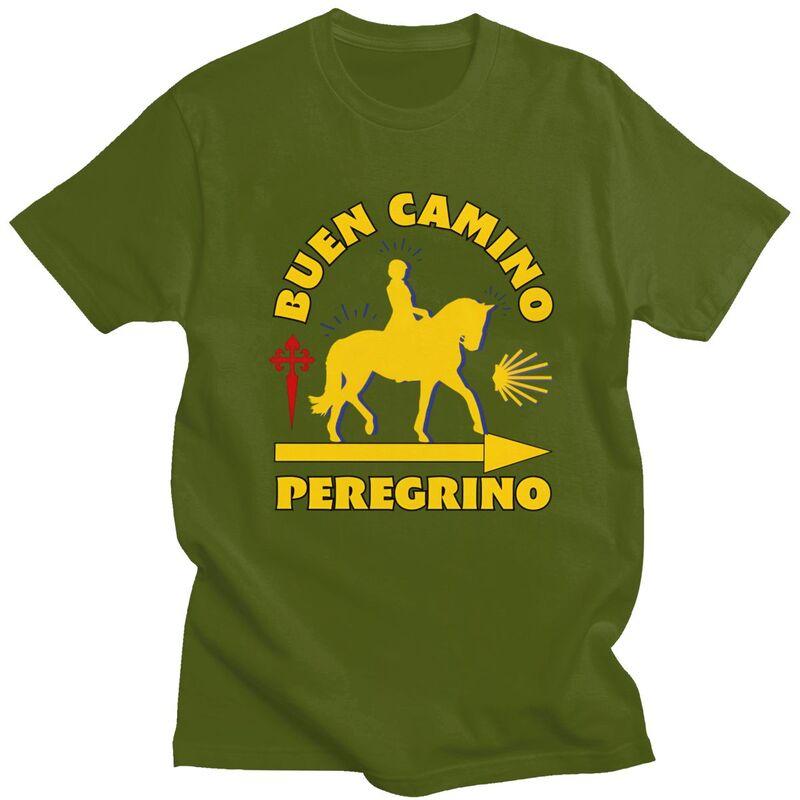 Custom Buen Camino De Santiago Tshirt for Men Short Sleeves T Shirt Fashion Tshirt Slim Fit 100 Cotton Tees Gift Idea