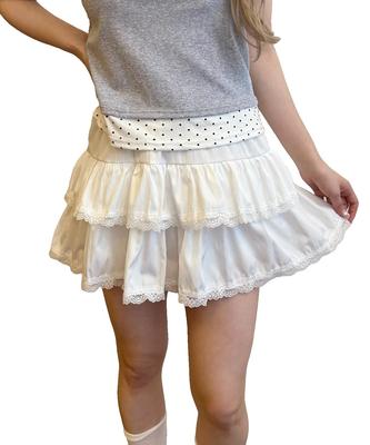 PHILLY Hem Lace Skirt Bottoms Girly F White [WEGO] 2-Tiered Women's