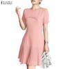 Women Casual Round Neck Summer Short Sleeve Dress