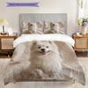 Samoed Pattern Bedding Quilt Set Quilt Cover Pillowcase Home Decoration Birthday Gift (1 * Duvet Cover + 2 * Pillowcase, Without Core)