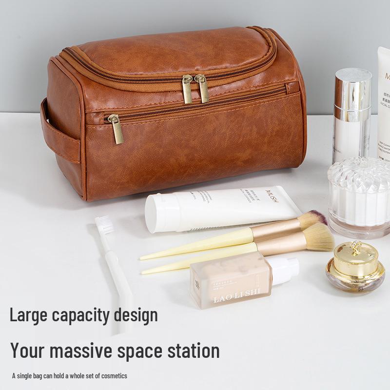 Men's PU Leather Hanging Toiletry Bag – Cross-Border Travel Essentials