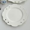 French Hollow Out Relief Dish 10 Inch Ceramic Exquisite Flower Shape Kitchen Tableware White Retro High Aesthetic Creative Plate