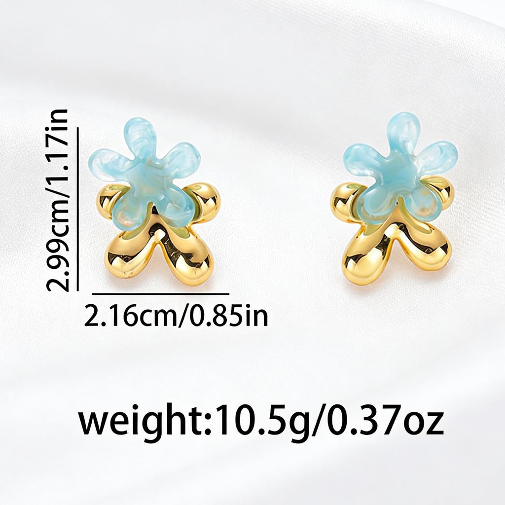 European and American Xiaoqing Fresh Wind Earrings, Colorful Jelly Flower Shape Design Earrings, Versatile Mori Earrings