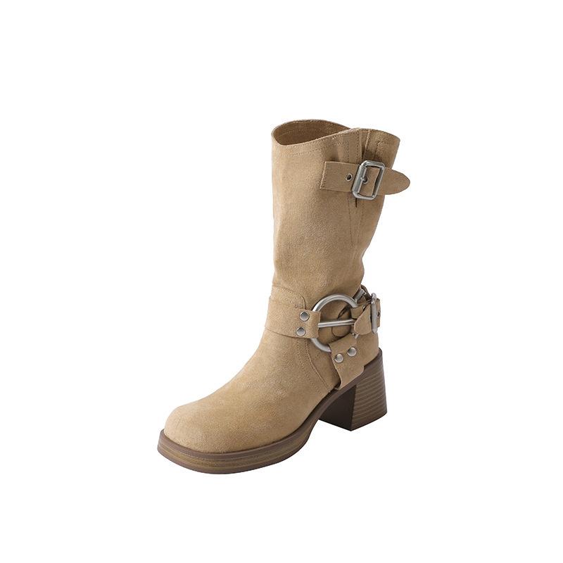 Small Western Cowboy Boots Women's 2025 New Summer Thin Boots Short Boots Thick Heel Knight Boots Martin Boots