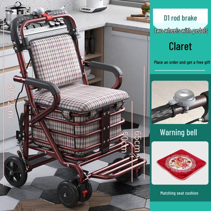 Leide Zhu Foldable Mobility Handcart: Sit & Push Shopping Trolley for Elderly