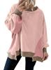 2026 Autumn/Winter Women's Fashion: Color Block Casual Loose Hoodie with Unique Design