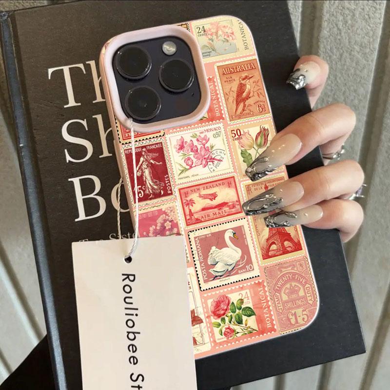 Vibrant Retro Stamp Lichee Design Phone Case For iPhone 17 Air 16 e 15 14 13 12 11 Pro Max Plus SE Soft Shockproof Cover