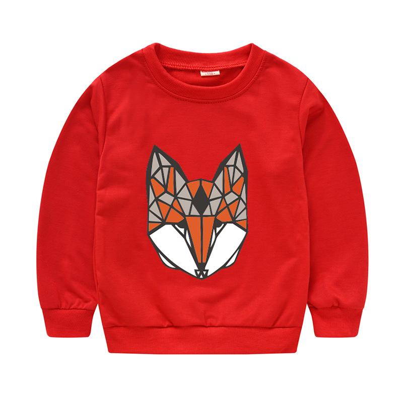 Children's Children's New Year Red Pullover Sweater Baby Cute Cartoon Avatar Round Neck Bottoming Shirt Tops
