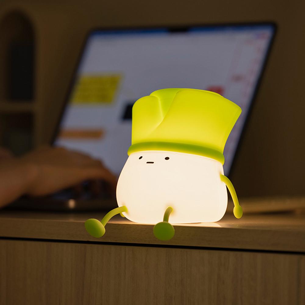 Cute Chives Night Light LED,Silica Touch Lamp,Rechargeable USB,Table Lamp,Desk Room Decoration Baby Nursery Kids Birthday Gift