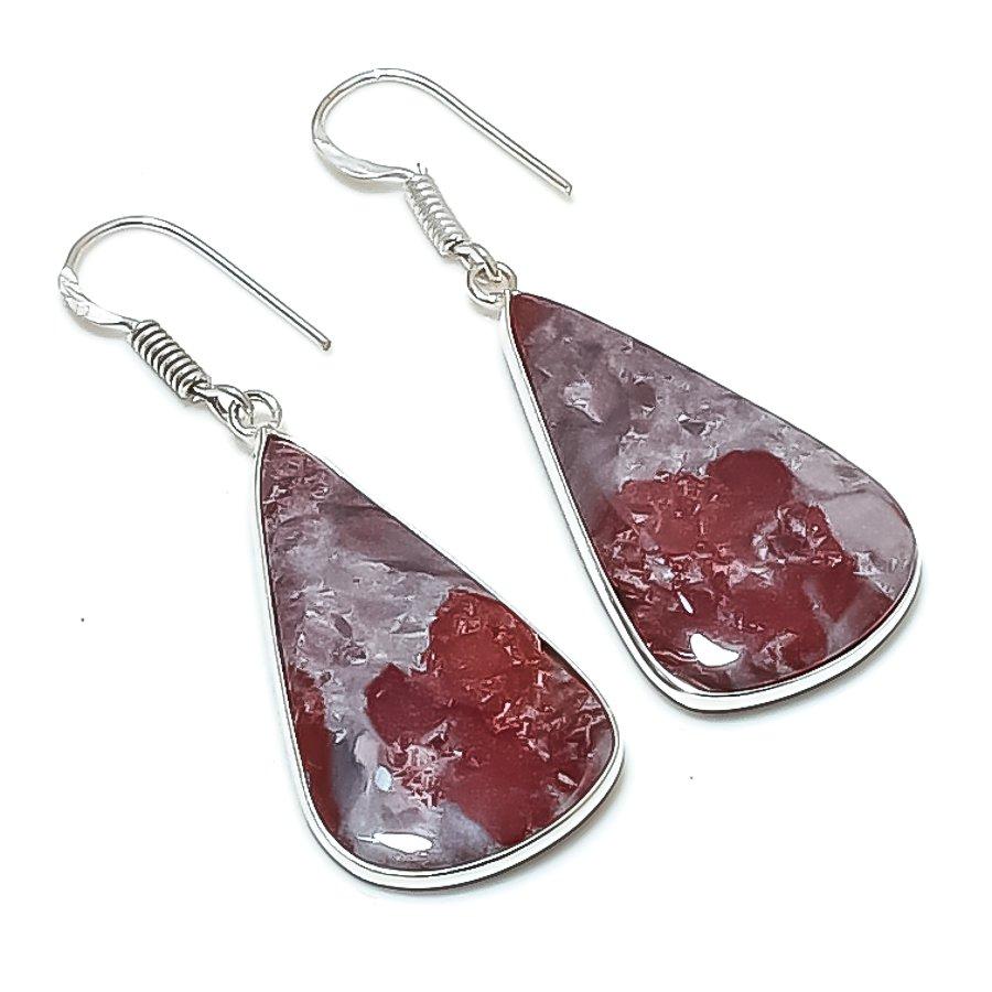 Натуральный драгоценный камень доломит Ювелирное изделие из стерлингового серебра 925 пробы Серьга 2,01  AEE-10760