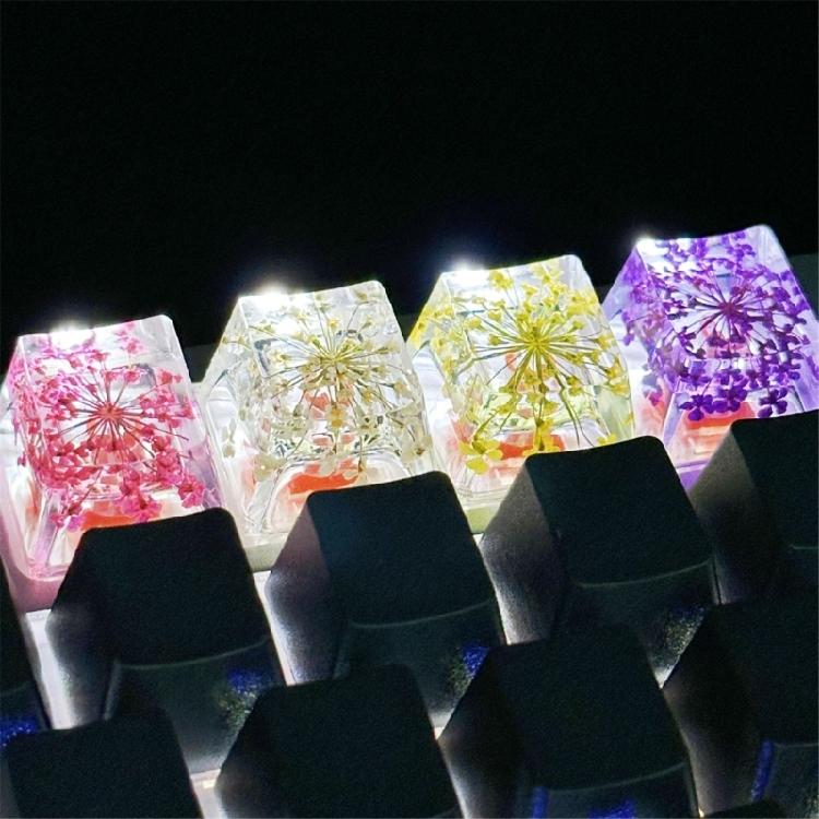 Colorful Flower Resin Keycap for Mechanical Keyboard with Backlights Computer Keyboard Keycaps Replaces