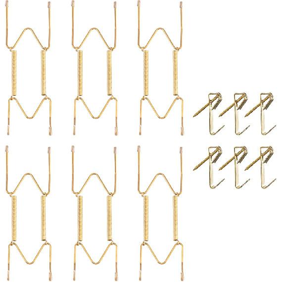 Bilillo 6 Pieces Invisible Heavy Duty Plate Holder, Stainless Steel Plate Hangers for The Wall, Plate Hangers for Display with Wall Hooks, Suitable