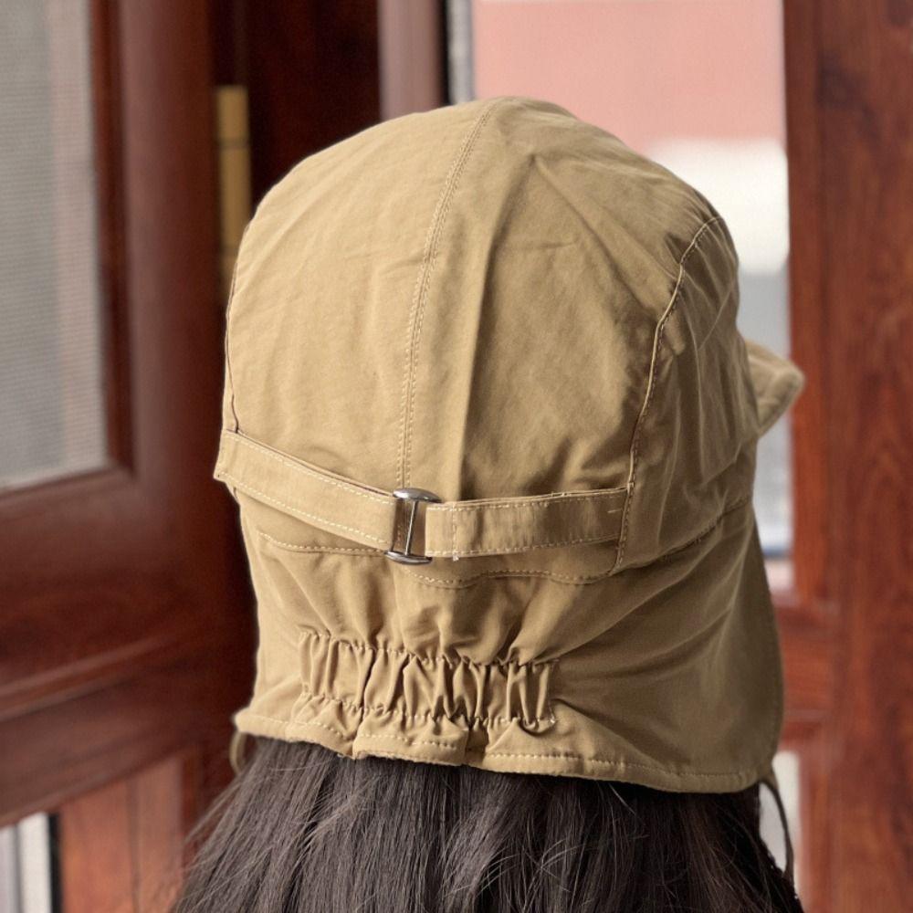 Windproof Velvet Pilot Hat Solid Color Winter Cap Japanese Bomber Hat  Outdoor