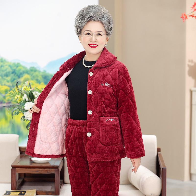 

Women s Winter Pajama Set - Thick Velvet for Middle-Aged & Elderly 3XL (140-160 lbs)