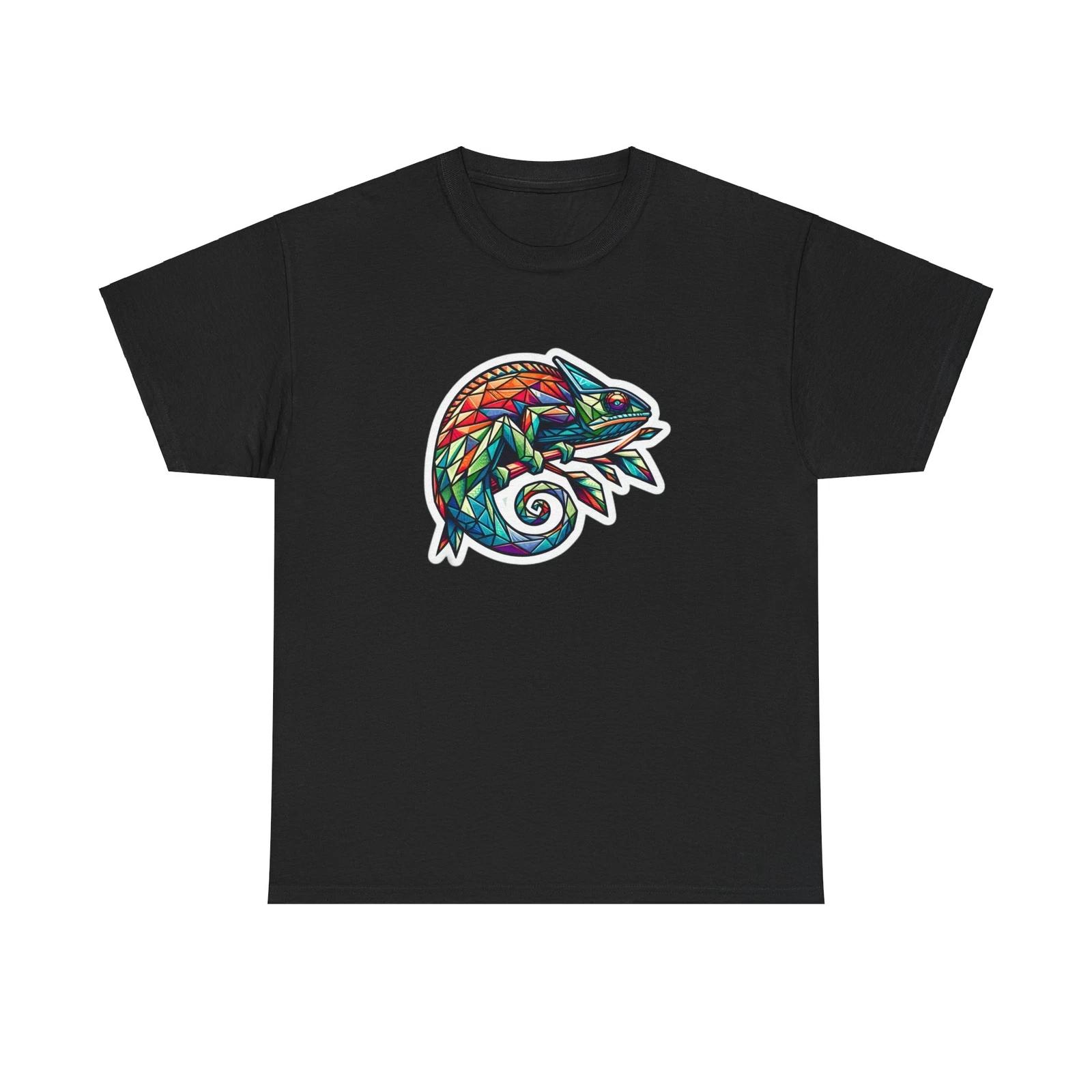Unisex Adult T Shirt Chameleon Geometric Art Deco Lizard Pet Owner Gift Tee Fun S