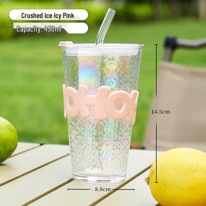 Light Luxury Portable Bamboo Glass Cup with Straw