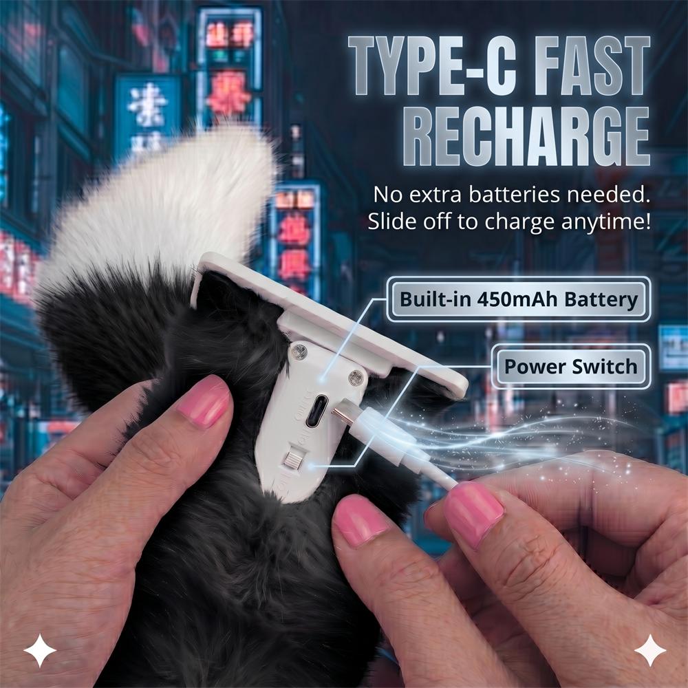 Electric FOX Tail Motorcycles Decorations Anime Decor 3D Plush Electric Touch Sensor Scooter Accessories Wagging Tail for Car