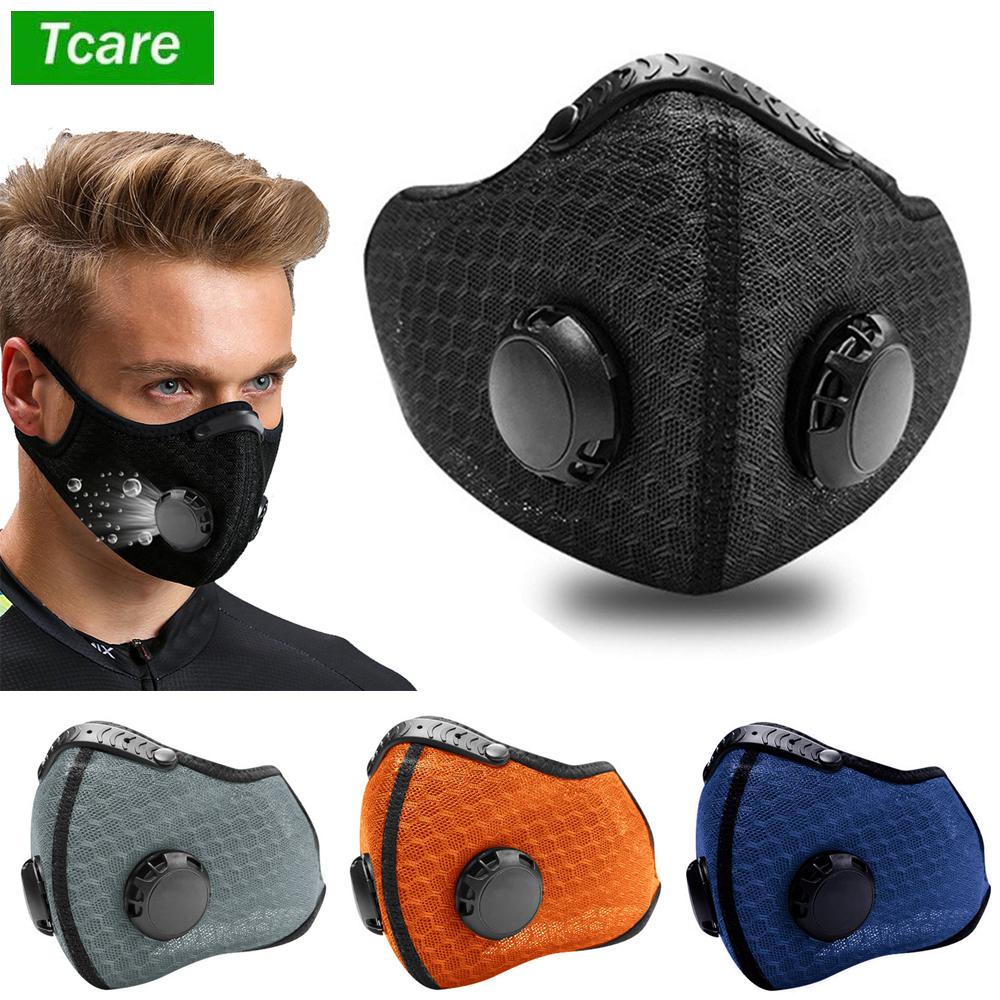 Tcare Cycling Face Mask With PM2 5 Filter Anti Pollution Activated Carbon Breathing Valve Bike Mouth Cap
