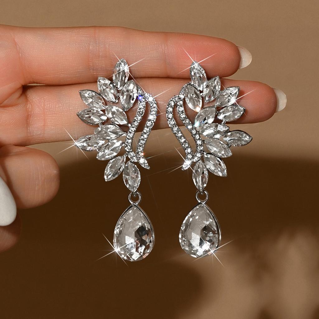 Creative Earrings, Fashion Temperament, Diamond-Set High-End Light Luxury Earrings, Women'S Personality Super Flash Banquet Earrings