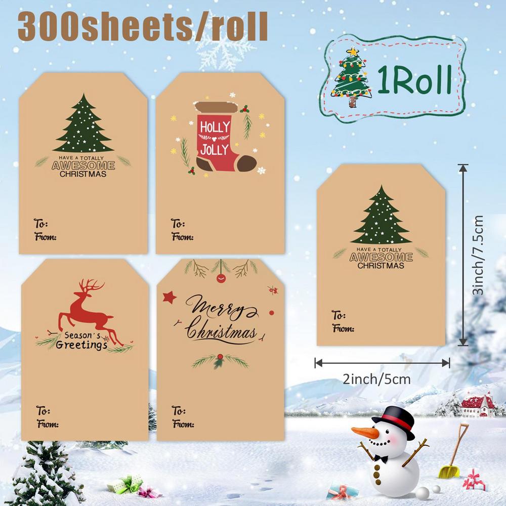 

Christmas Tags Stickers 300 Pieces Seasonal Tags Name Stickers Holiday Favor Labels For Family Party DIY Craft Lovers Stocking 300pcs