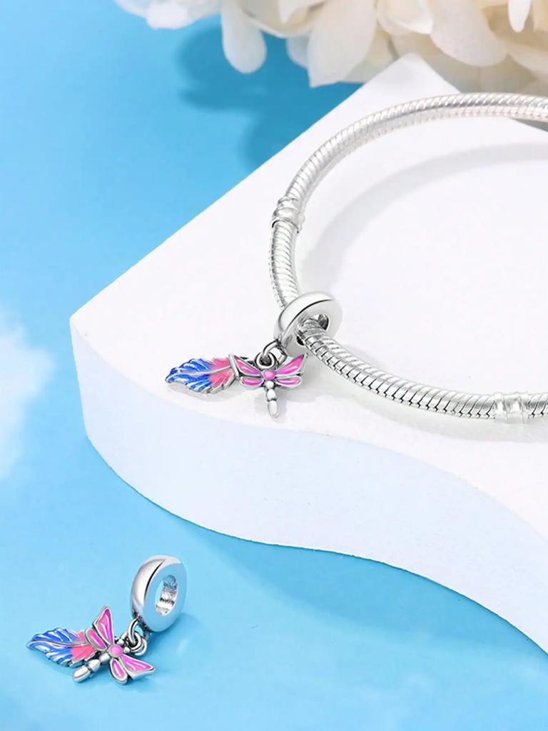 Pink Dragonfly Lily Of The Valley Beads Charm Copper Plated Fit Charms Copperoriginal Bracelet For Jewelry Making Diy Charm