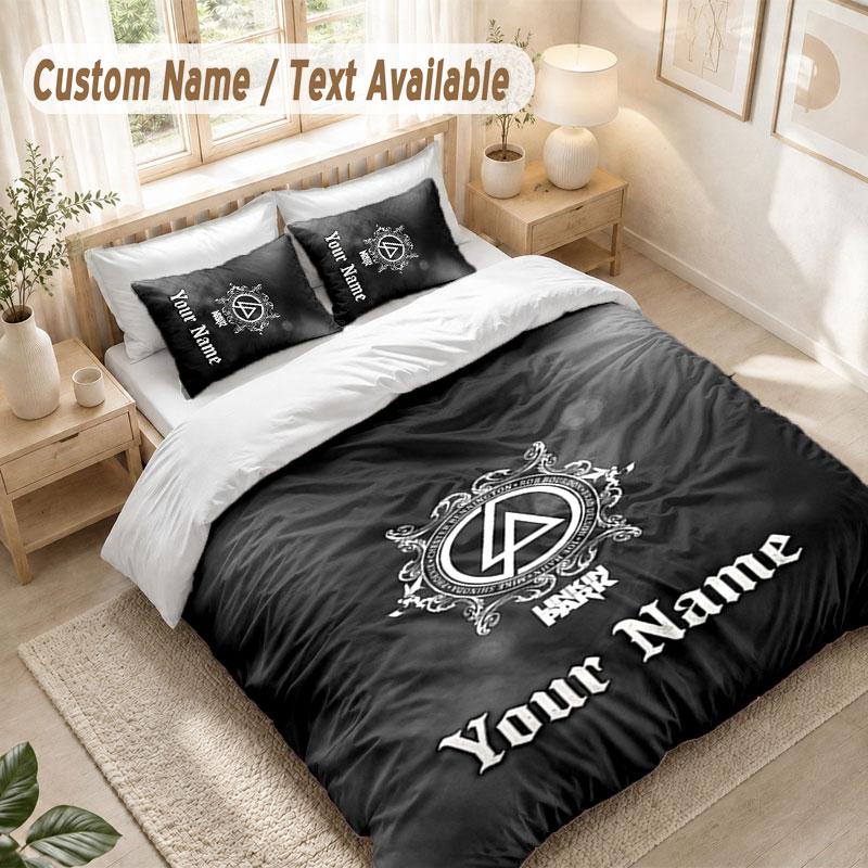 Custom Name Bedding Set 3 PiecesLinkin Park Print Duvet Cover + 2 Pillowcases Soft Bed Decor