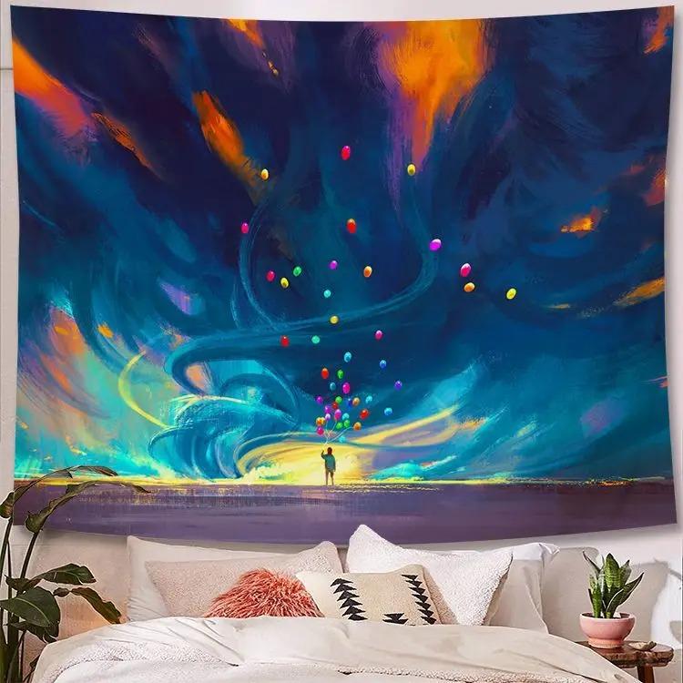 Character Illustration Style Background Cloth Office Living Room Tapestry Home Wall Decoration Tapestry