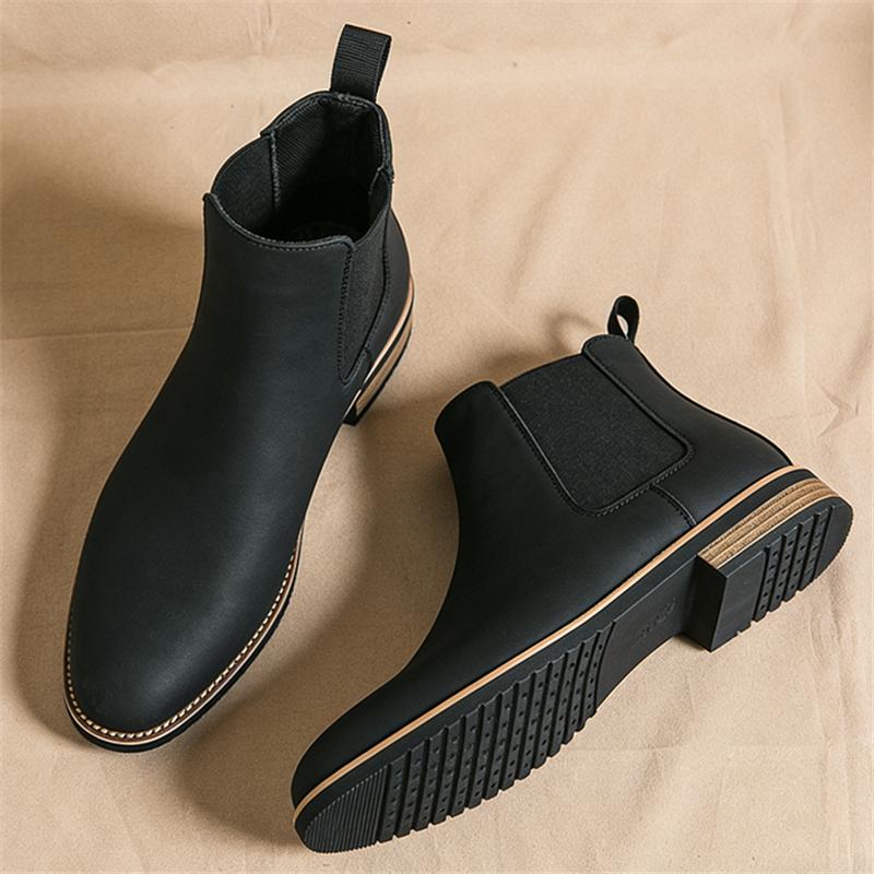 Designer Fashionable Winter Patent Leather Cowboy Chelsea Ankle Boots Men's Tops For Men Flats Everyday All Match Shoes