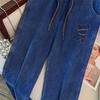 Plus Size Women's High Waist Denim Long Pants - Slimming, Casual, Loose, Cuffed Dad Jeans (200/300 Jin)