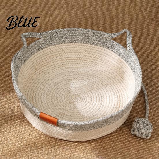 Cesta Traspirante per Gatti Giocattolo Tiragraffi Palla Interattiva Letto a Mano Corda Intrecciata Tappetino per la Salute Dentale