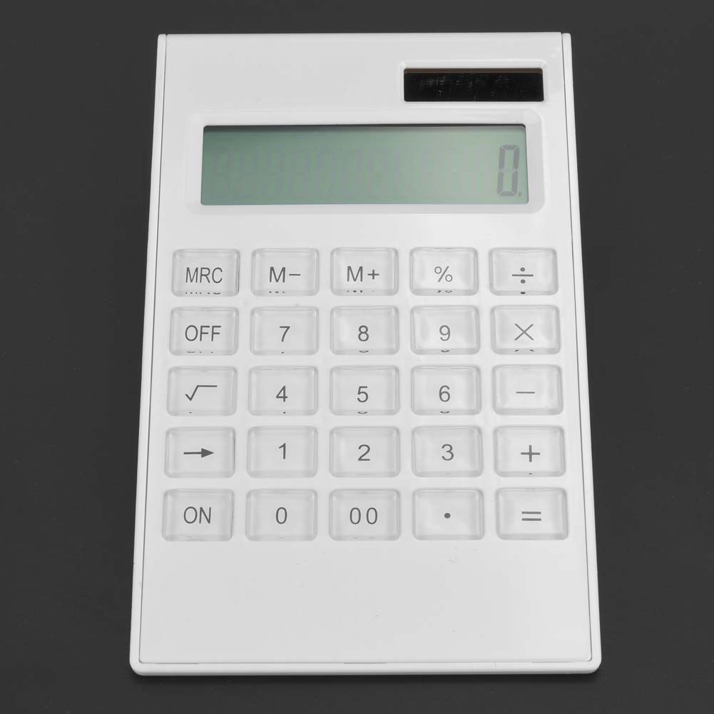 Student Scientific Desktop Solar and Battery Dual Powered White Calculator with Crystal Button