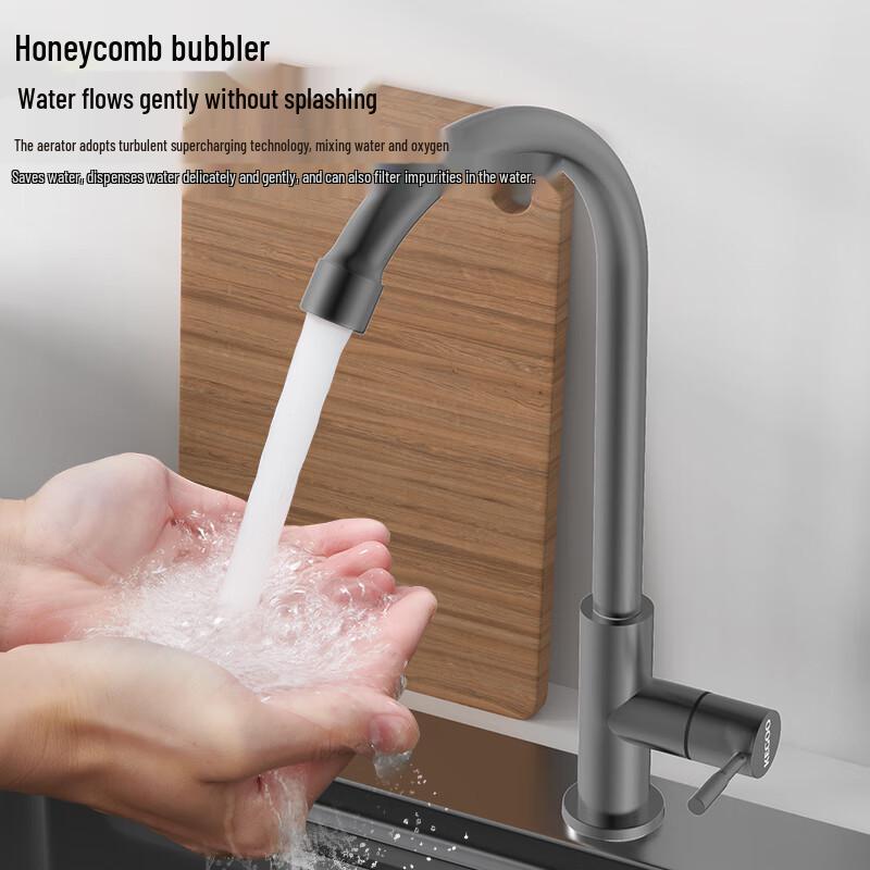 KEGOO Stainless Steel Kitchen Sink High-Arc Faucet
