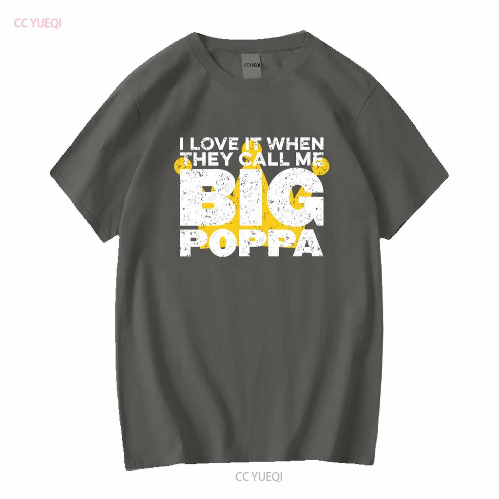 KOCHAM TO, KIEDY Nazywają mnie Big Poppa Korona Hip Hop Czarny T-shirt vintage Spłowiały moda Stylowy Lekko Rozciągliwy