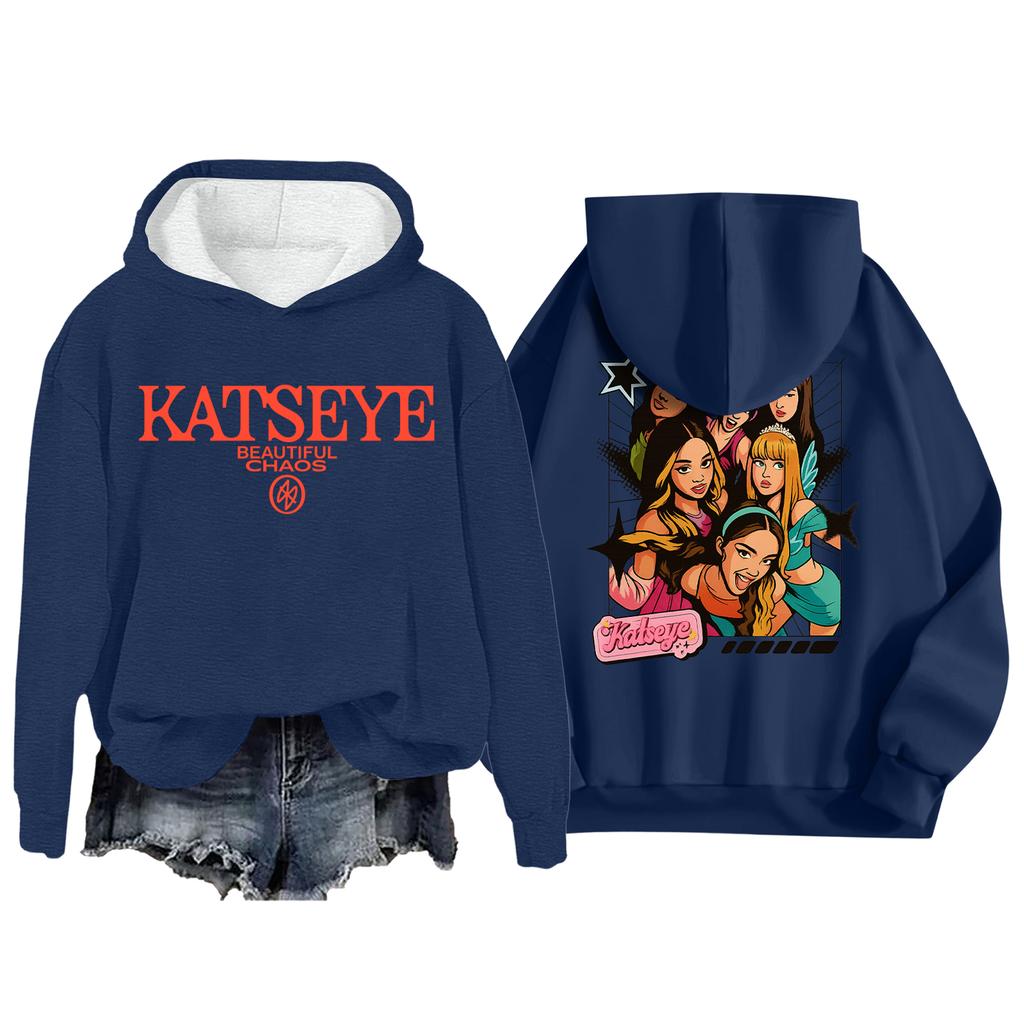 Women's Fashion Casual Long Sleeve Loose Printed Pullover Sports Long Sleeve Hooded Sweatshirt