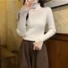 Lace lace semi-turtleneck knitted bottoming shirt women's spring texture inner top age-reducing sweater