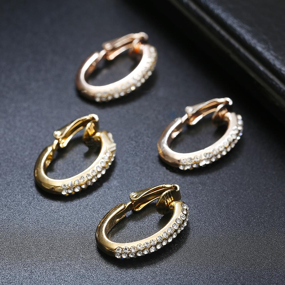 New Arrival Creative High-grade Elegant Crystal Clip On Earrings Without Piercing Gold Ear Clip Wedding Party Earrings for Women