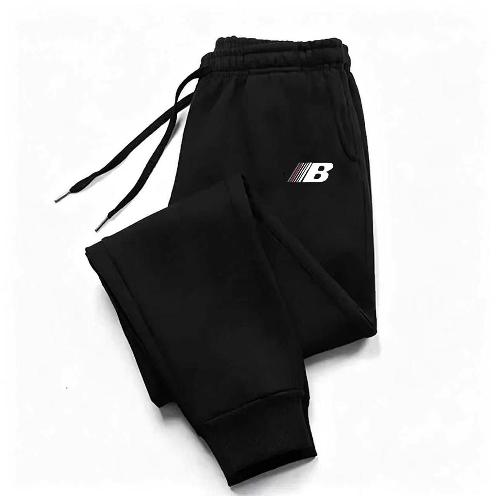 Stripe‑B Men Sweatpants Front Striped Letter B Logo Leg Print Joggers for Trendy Daily Street Outfits, Soft Breathable Fabric