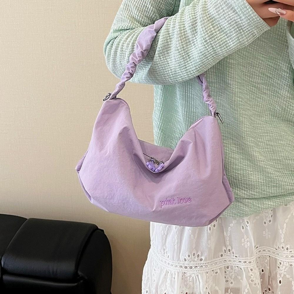 Leisure Pleated Shoulder Bag Leight Weight Women's Handbags Korean Nylon Crossbody Bag  Outdoor