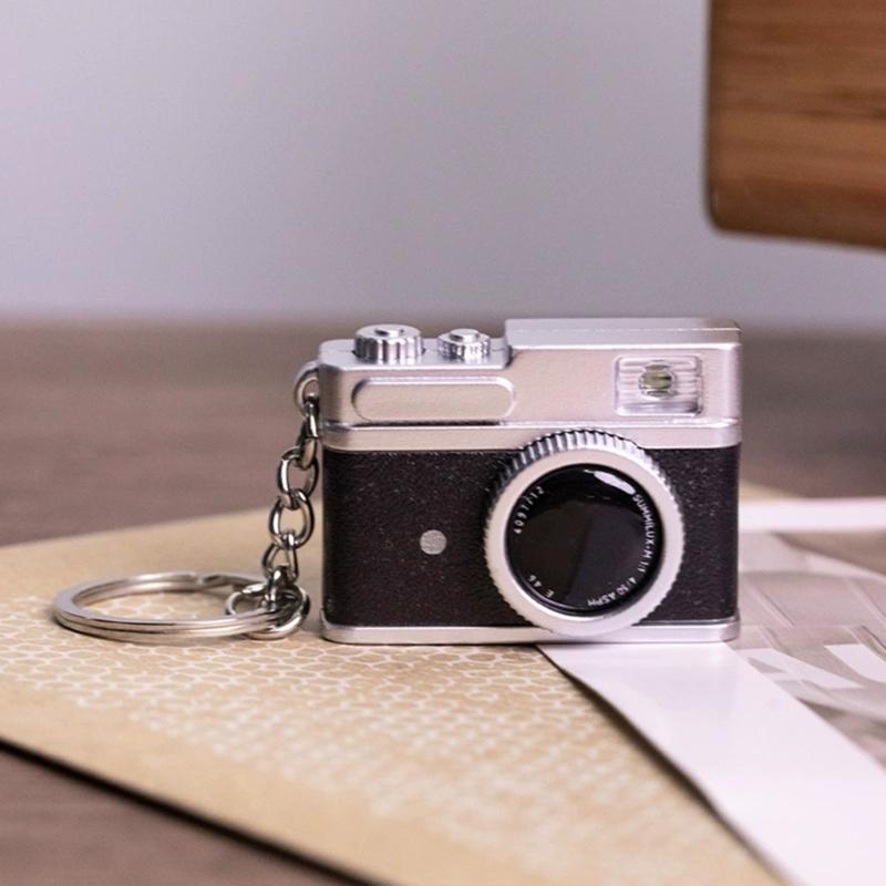 Creative Design Mini DSLR Camera Glowing Keychain Includes Light Sound Effect for Stylish Gifts and Parties Personal Use