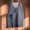 Johnature Women Chinese Style Linen Vests Coat V-Neck Sleeveless Patchwork Pockets Solid Color Fall Women Vintage Vests